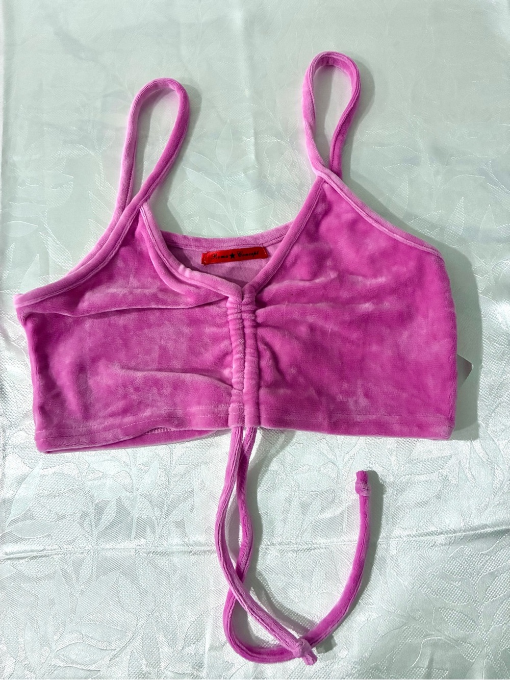 Pink Velvet Ruched Front top size L